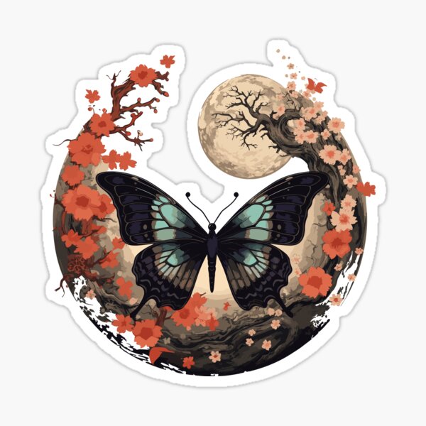 Artikel-Vorschau von Mondmotte mit Blumen und Vollmond, designt und verkauft von MeritShop.