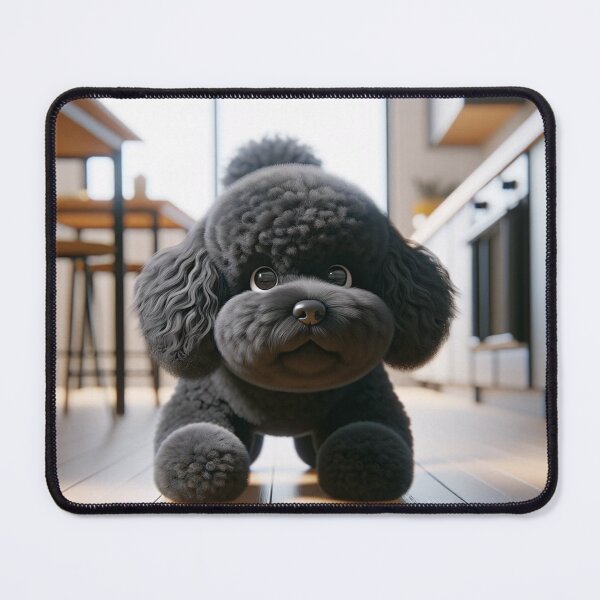 Item preview, Cute Black Dog Poodle Sniffing for Food in Kitchen designed and sold by toypoodlemom.