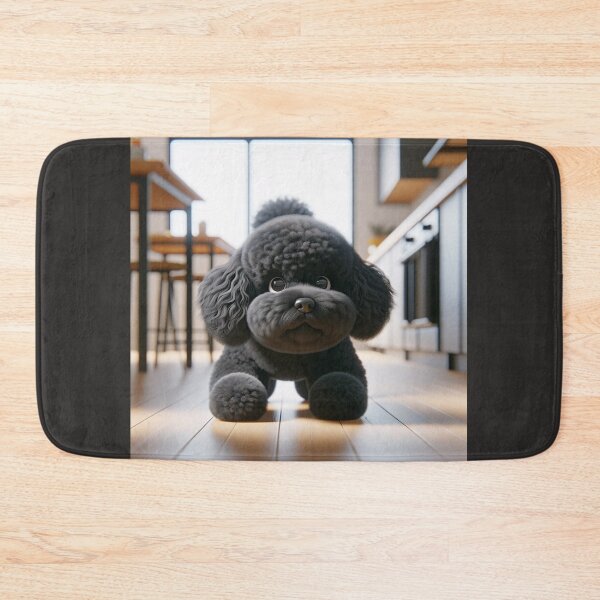 Item preview, Cute Black Dog Poodle Sniffing for Food in Kitchen designed and sold by toypoodlemom.