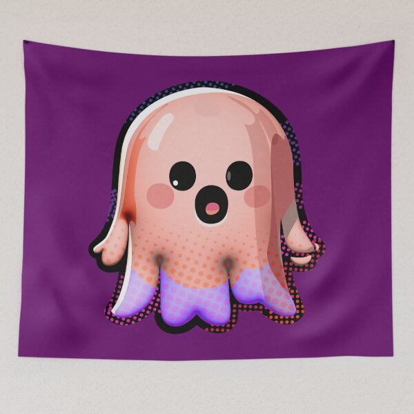 Item preview, Super cute little pink octopus kawaii ghost designed and sold by ladstudio.
