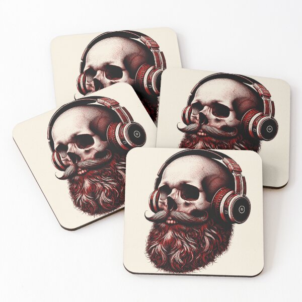 Item preview, Skull wearing Headphones #13 [Red & Black] designed and sold by elektronen.