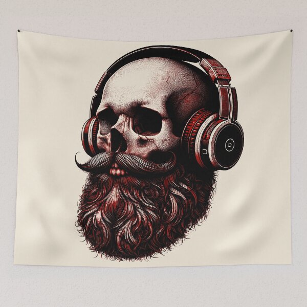 Item preview, Skull wearing Headphones #13 [Red & Black] designed and sold by elektronen.
