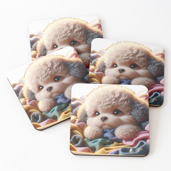 Item preview, Cute Dog Poodle on Pile of Clothes designed and sold by toypoodlemom.