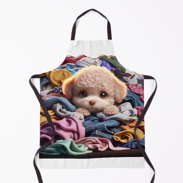Item preview, Cute Dog Poodle on Colorful Pile of Clothes designed and sold by toypoodlemom.
