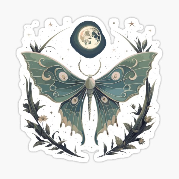 Artikel-Vorschau von Mondmotte mit Blumen und Vollmond, designt und verkauft von MeritShop.