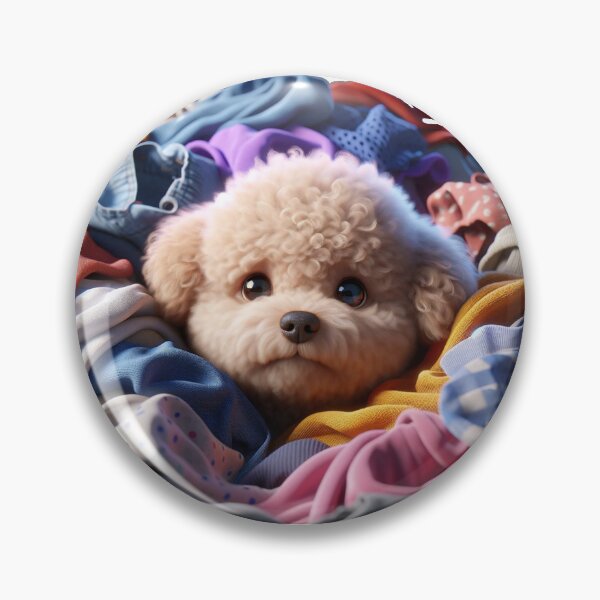 Item preview, Adorable Dog Poodle on Colorful Pile of Clothes designed and sold by toypoodlemom.