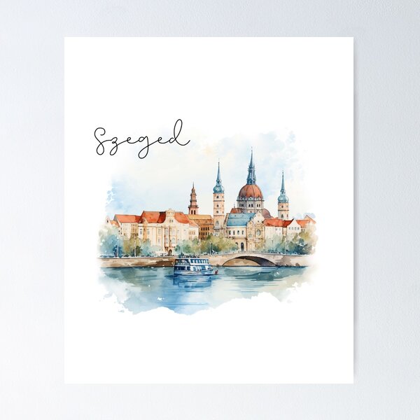 Item preview, szeged souvenir watercolor view designed and sold by Anna Sacha.