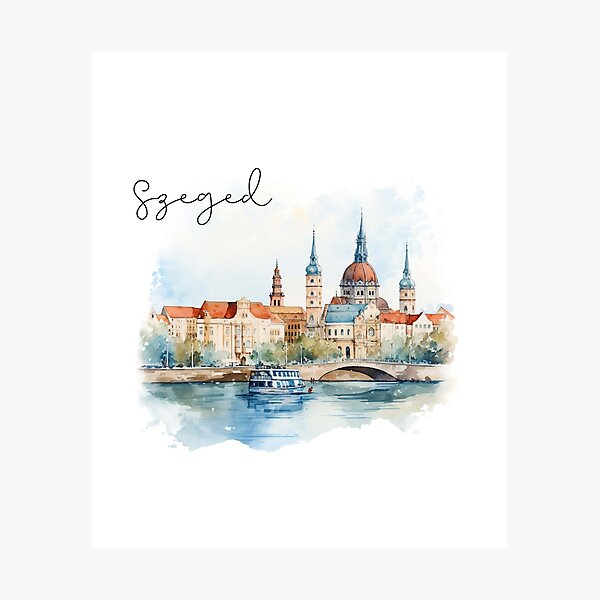 Item preview, szeged souvenir watercolor view designed and sold by Anna Sacha.