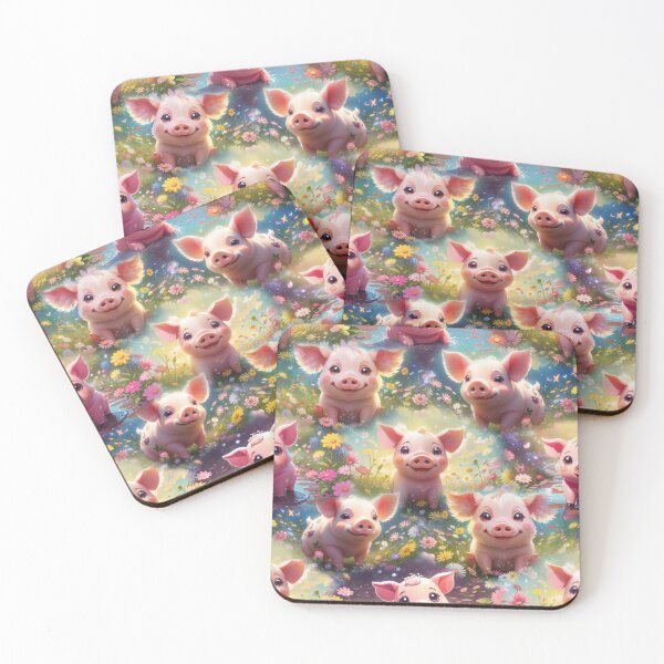Item preview, Meadow flower smiling pigs designed and sold by LeoVik.