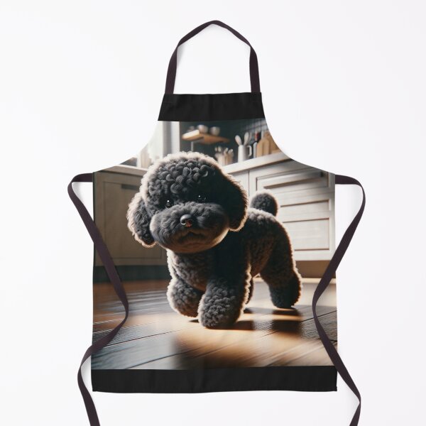 Item preview, Cute Black Dog Poodle Looking for Food in Kitchen designed and sold by toypoodlemom.
