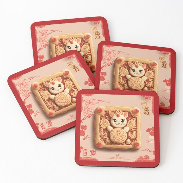 Item preview, Happy Lunar New Year Mooncake and  Dragon for a Prosperous and Lucky Chinese New Year 2024 designed and sold by SEVENPRINTS.