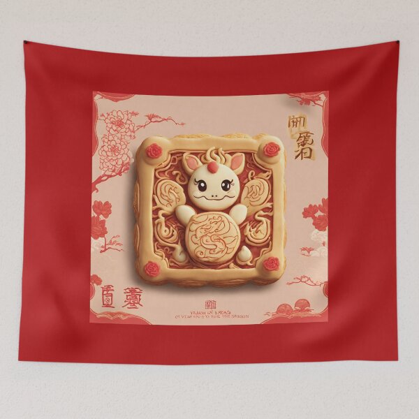 Item preview, Happy Lunar New Year Mooncake and  Dragon for a Prosperous and Lucky Chinese New Year 2024 designed and sold by SEVENPRINTS.