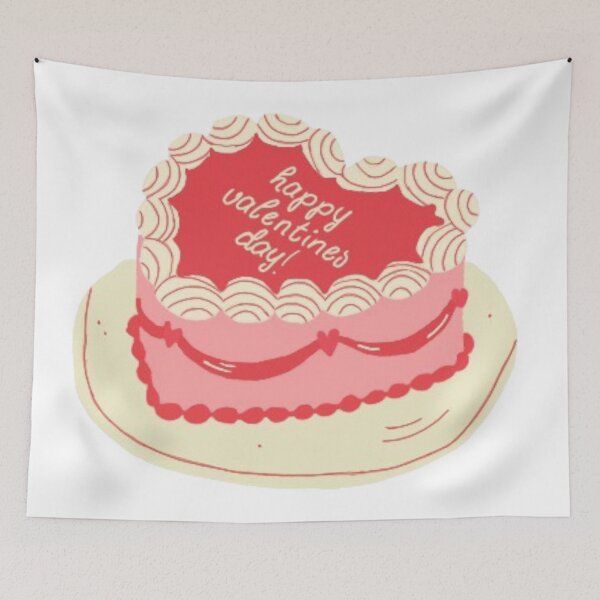 Item preview, Vintage Aesthetic Happy Valentines Day Cake Design designed and sold by ZoeBV.