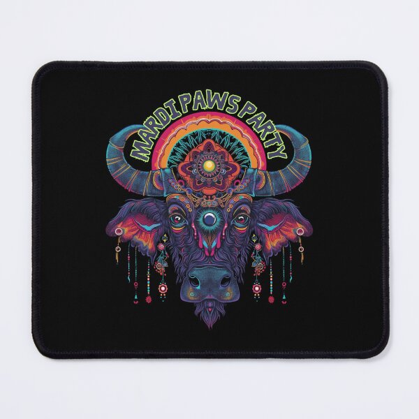 Item preview, Mardi Gras Serenity: Intricate Carnival Mask Adorns a Tranquil Buffalo designed and sold by zax454.