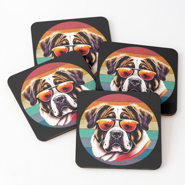 Item preview, St. Bernard Dog with Sunglasses - Retro Sunset Chill Art designed and sold by Unitepeople.