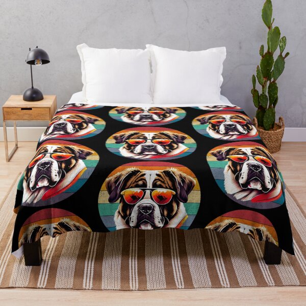 Item preview, St. Bernard Dog with Sunglasses - Retro Sunset Chill Art designed and sold by Unitepeople.