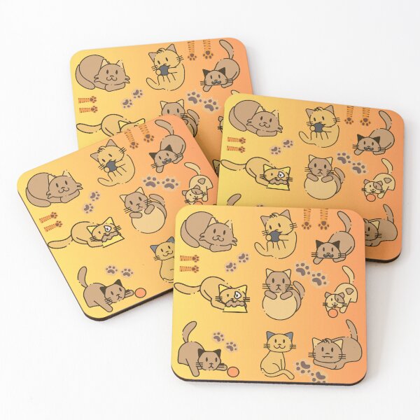 Item preview, Cute cats pattern on orange background. designed and sold by Swingfroglet.
