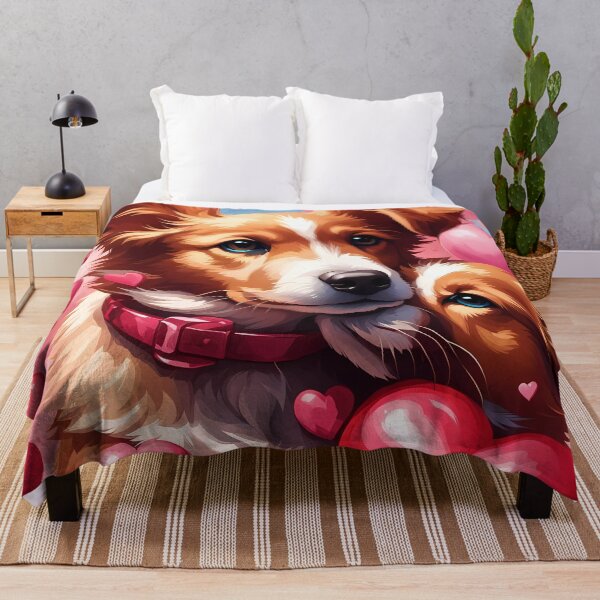 Item preview, puppies celebrating Valentines day, randome floating love hearts designed and sold by Colin Bentham.