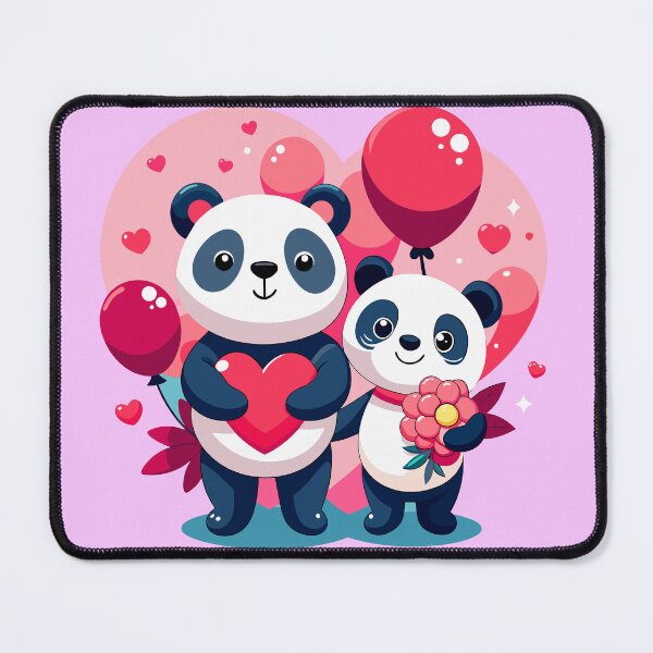 Item preview, A cute couple of pandas celebrating Valentine's Day designed and sold by hobikeyfimartdijital.