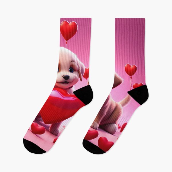 Item preview, puppies celebrating Valentines day, randome floating love hearts designed and sold by Colin Bentham.