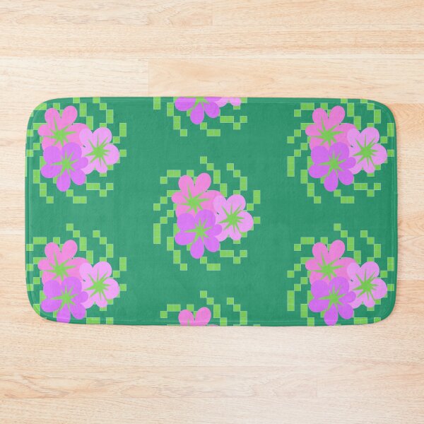 Item preview, Light green and pink flower graphics with pixel background designed and sold by CURIOUsDADA.