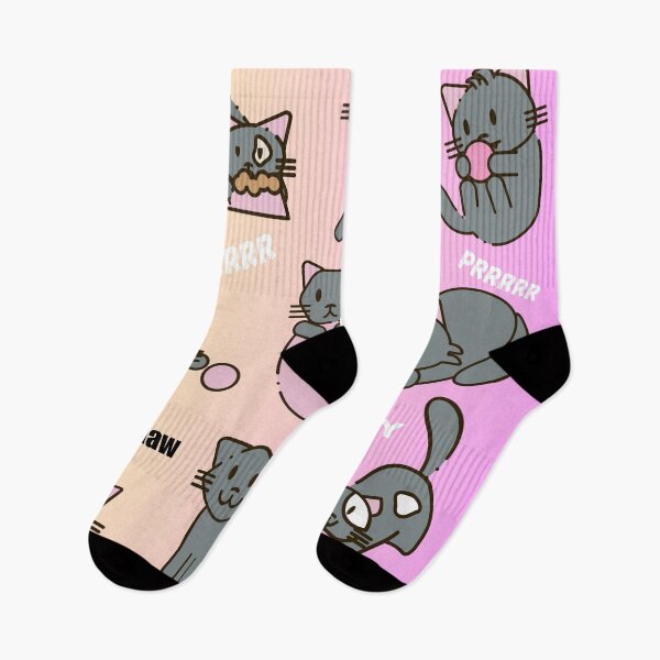 Artikelvorschau, Niedliches verspieltes Katzenmuster in Grau, Gelb und Rosa. entworfen und verkauft von Swingfroglet.