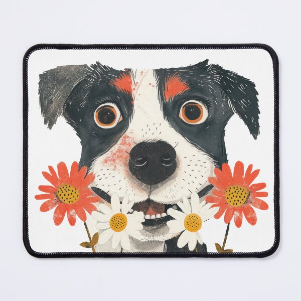 Item preview, Cute dog with flowers designed and sold by FlowersColorful.