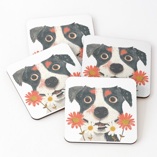 Item preview, Cute dog with flowers designed and sold by FlowersColorful.