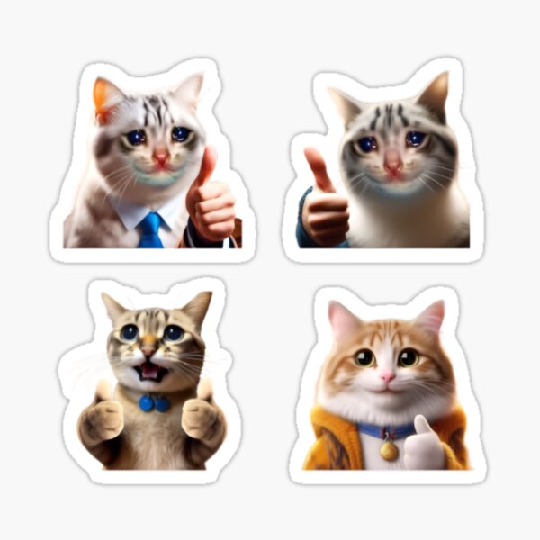 Crying Cat Thumbs Up Meme Stickers, Funny Cat Lovers Gift Sticker for Sale  by bouraydasbrand