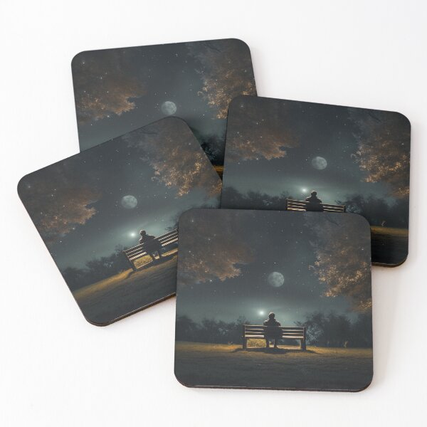 Item preview, Lonely Bench Night Sky Moon Sad Alone Magical Universe Stargazing designed and sold by SayItWithYours.