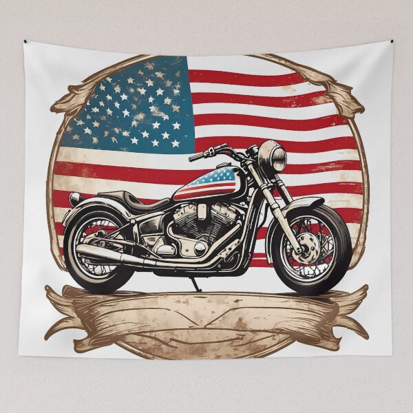 Item preview, Motorcycle with american flag designed and sold by Laufer15.