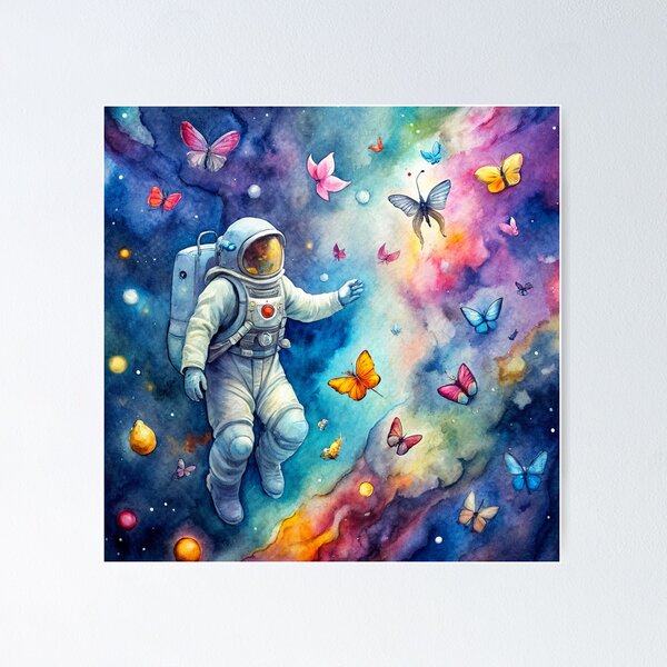 Original painting astronaut butterfly inner outer space painting shops by artist