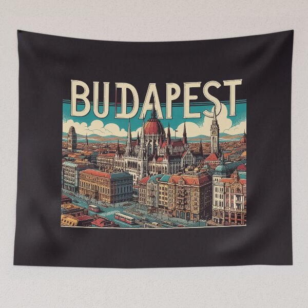 Item preview, Budapest Travel Retro Poster designed and sold by TomFrontierArt.