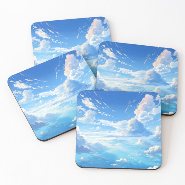 Item preview, Animated Blue Cloudy Sky Anime Manga Style Kawaii Cute Beautiful Clouds Nature  designed and sold by SayItWithYours.