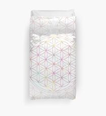 Blume des Lebens - heilige Geometrie - bunte Linien Muster Bettbezug