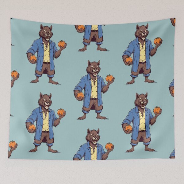 Item preview, Werewolf holding pumpkins designed and sold by PragmaticP.