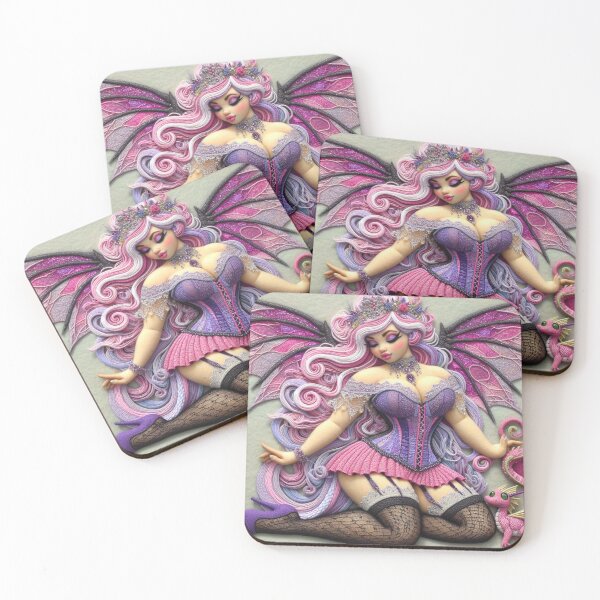 Item preview, Pink & Purple Dragon Fairy with Baby Dragon designed and sold by FairytalePress.
