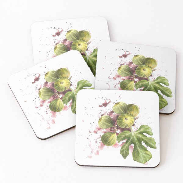 Item preview, Ripe green fig fruit and leaves sticker hand-drawn watercolor illustrations  designed and sold by BartolArt.