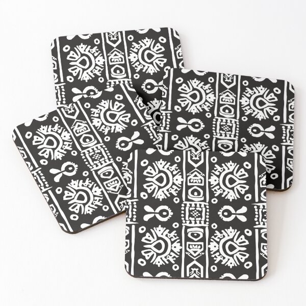 Item preview, Mystical Incan Glyphs: Tribal Monochrome Stripe Pattern designed and sold by Sir Meow Meow.