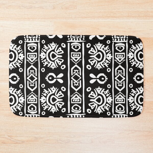 Item preview, Mystical Incan Glyphs: Tribal Monochrome Stripe Pattern designed and sold by Sir Meow Meow.