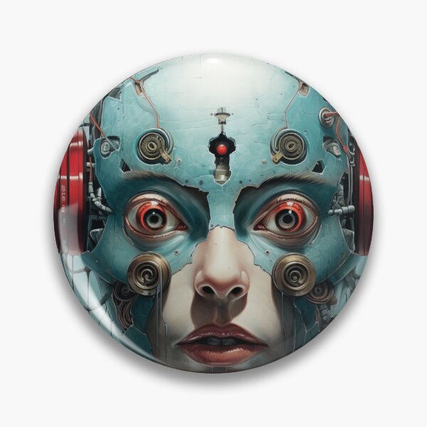 Item preview, A robot face adorned with a headset. designed and sold by AIArtMaven.