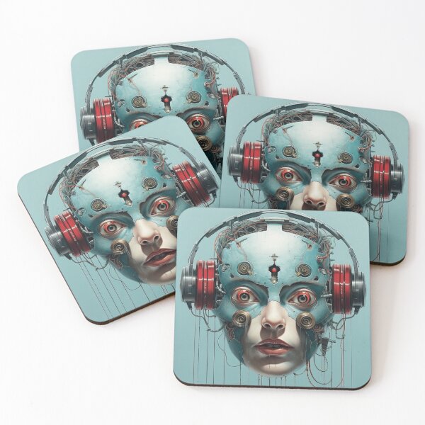 Item preview, A robot face adorned with a headset. designed and sold by AIArtMaven.