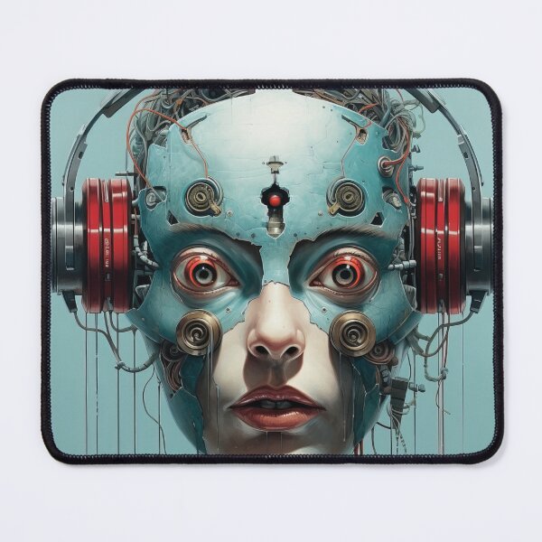 Item preview, A robot face adorned with a headset. designed and sold by AIArtMaven.