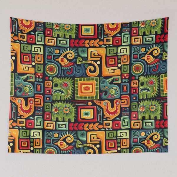 Item preview, Vibrant Incan Tapestry: Colorful Mythical Symbols Pattern designed and sold by Sir Meow Meow.