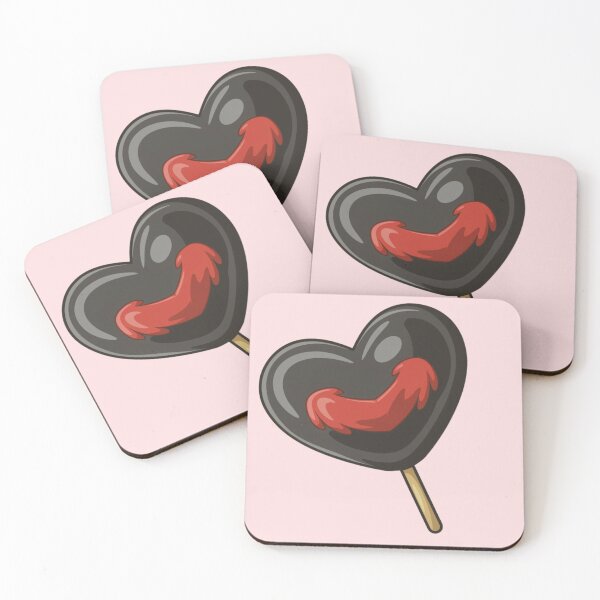 Item preview, Black and Red Heart Lollipop Pattern designed and sold by PatternInArt.
