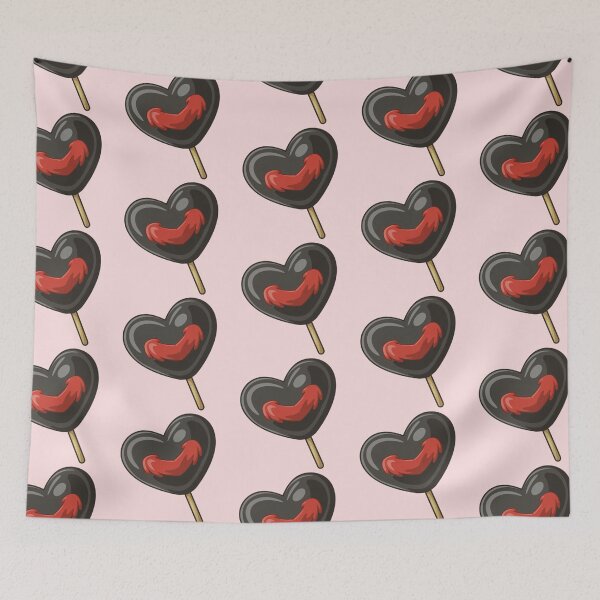 Item preview, Black and Red Heart Lollipop Pattern designed and sold by PatternInArt.