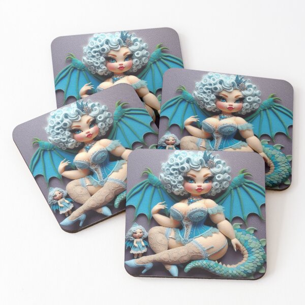 Item preview, Burlesque Blue Dragon Fairy FF107 designed and sold by FairytalePress.