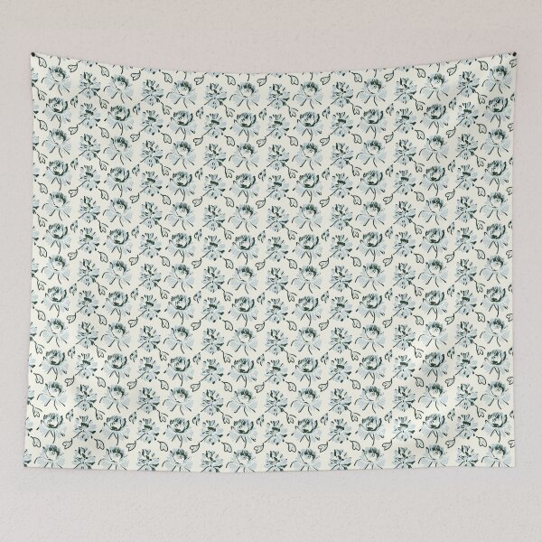 Item preview, Floral Pattern in Black, Blue and White designed and sold by SamJanner.