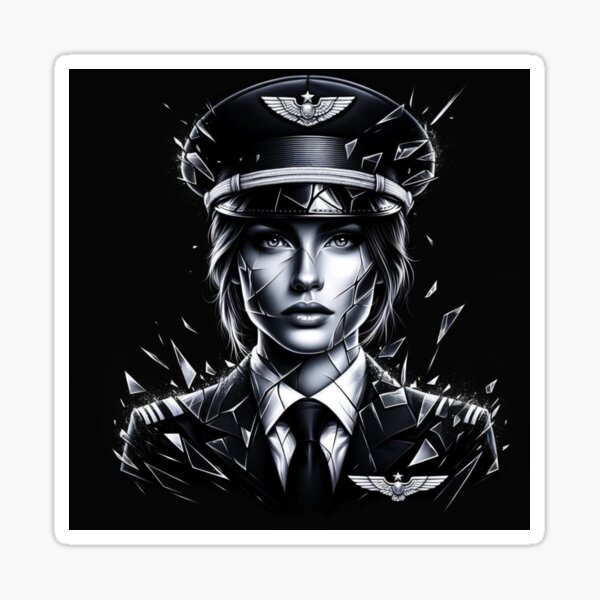 Item preview, Shattered Sky Captain: Aviator-Eleganz in zerbrochenem Glas | Schwarz designed and sold by nocturnalengg.