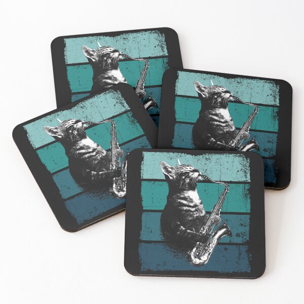 Item preview, Cat Playing Saxophone Vintage Saxophonist Distressed designed and sold by wowwowmeow.